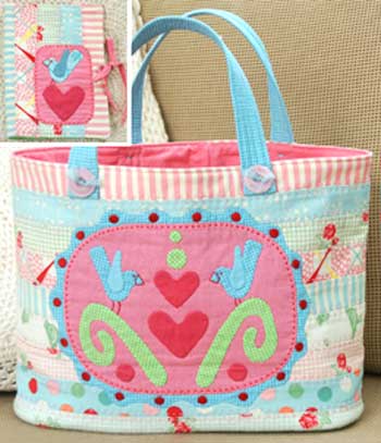 Three Sweet Bluebirds Bag and Needlecase Pattern - Click Image to Close