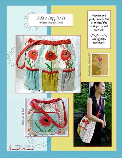 Ada's Poppies II Diaper (Tote) Bag Pattern - Click Image to Close