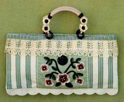 Ticking and Lace Handbag Pattern - Click Image to Close